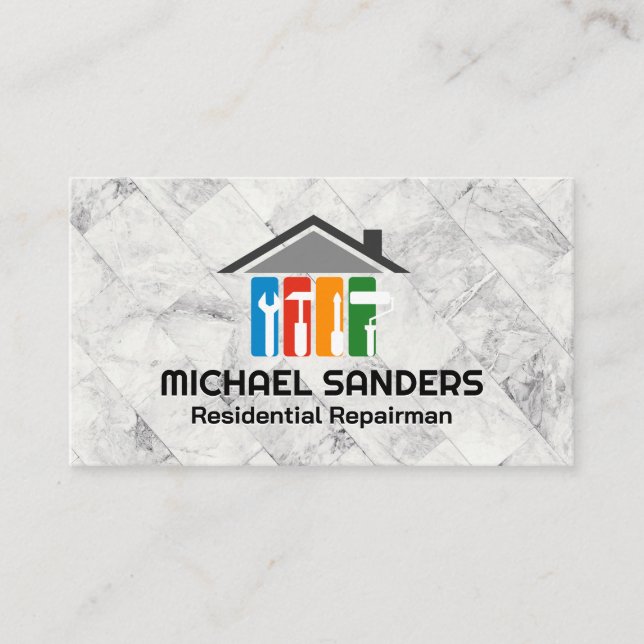 Repairman Services | Hand Tool Icons Business Card (Front)