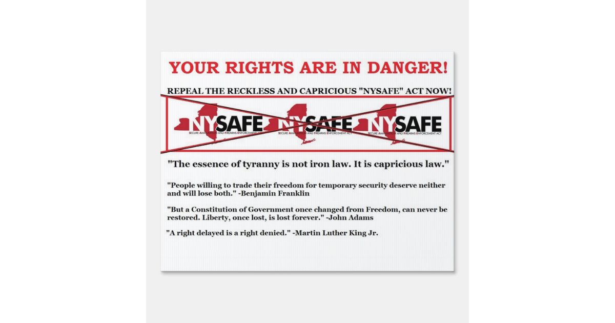 Repeal NY SAFE ACT yard sign Zazzle