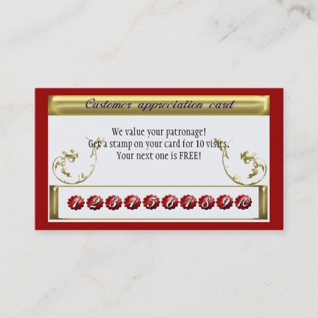 repeat business reward loyalty card (Front)
