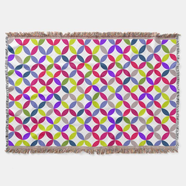 Repeat circle quarters style bright pattern throw throw blanket (Front)