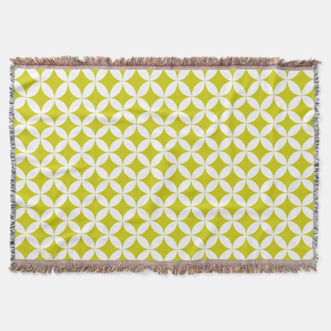 Repeat circle quarters style lime pattern throw blanket (Front)