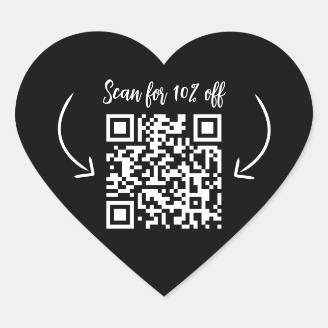 Repeat customer loyalty marketing QR code black Heart Sticker (Front)