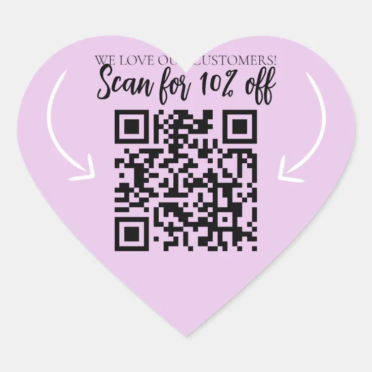 Repeat customer loyalty marketing QR code purple Heart Sticker Zazzle