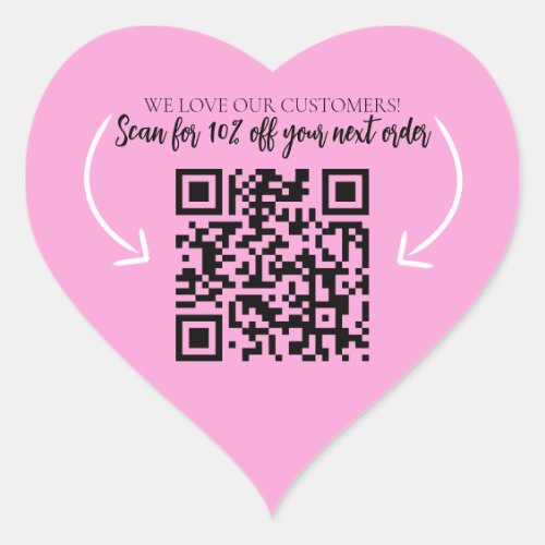 Repeat customer website marketing QR code pink Heart Sticker