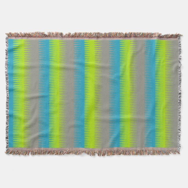 Repeat dogtooth stripe bright pattern throw throw blanket (Front)