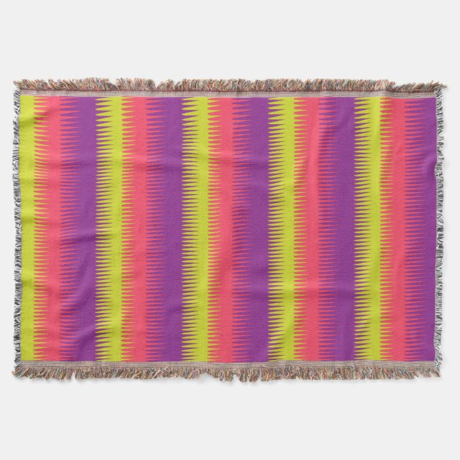 Repeat dogtooth stripe bright pattern throw throw blanket (Front)