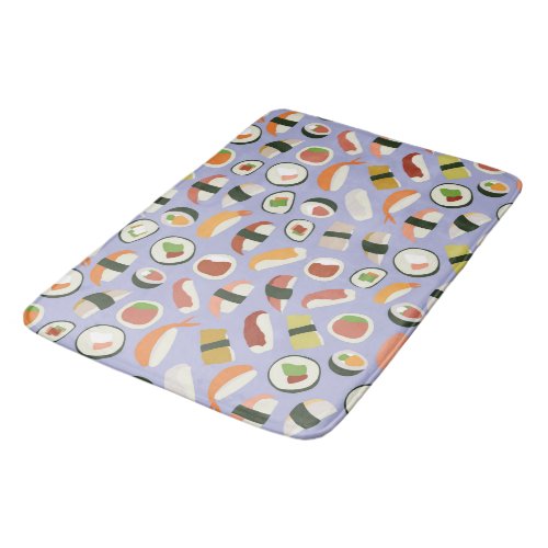 Repeat pattern with delicious hand drawn sushi bath mat