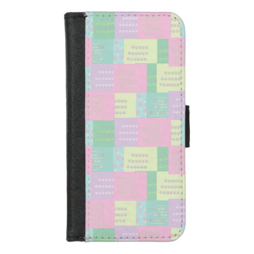 Repeat pattern with easter themed pastel coloured iPhone 87 wallet case