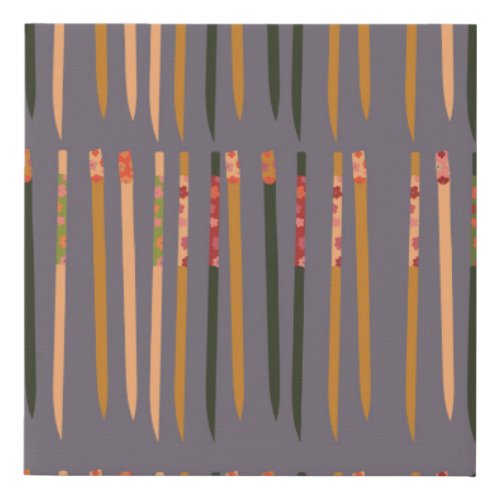 Repeat pattern with hand drawn chopsticks faux canvas print