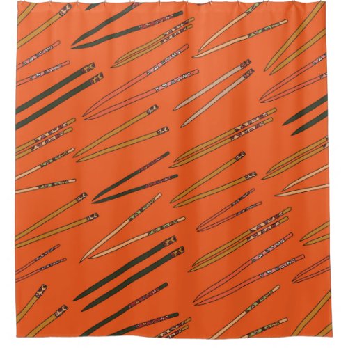Repeat pattern with hand drawn chopsticks shower curtain