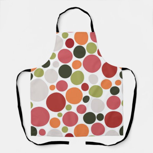 Repeat pattern with sushi theme colored polka dot apron