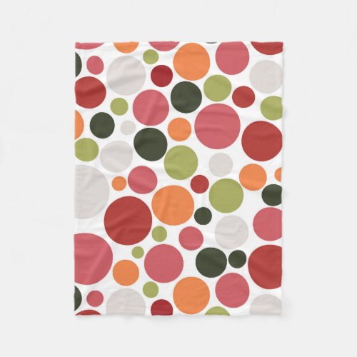 Repeat pattern with sushi theme coloured polka dot fleece blanket