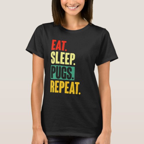 Repeat Retro Vintage Pugs T_Shirt