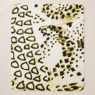 Repeatable Snake Skin. Yellow Fashion Style. White Sherpa Blanket