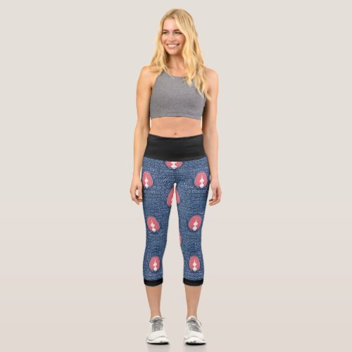 Repeated Abstract Motif High Waisted Capris