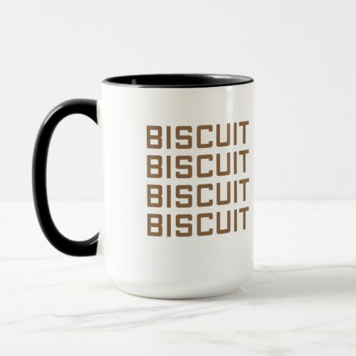 repeated biscuit text art mug