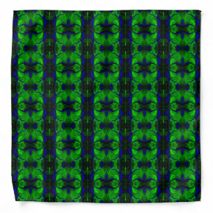 Repeated blue and green traces, generating stripes bandana