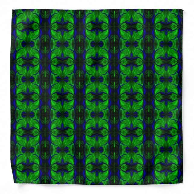 Repeated blue and green traces, generating stripes bandana (Front)