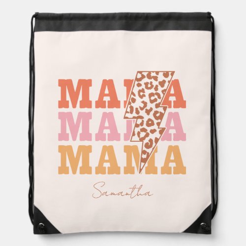 Repeated Mama Drawstring Bag