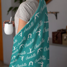 Repeated Names Gymnastics Teal Fleece Blanket