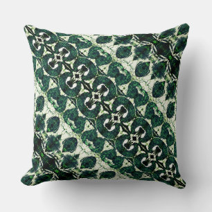Repeated rough emerald green under white texture throw pillow