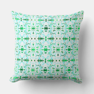 Repeated shapes, delicate blue, green; and ants? throw pillow