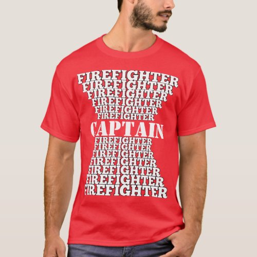 Repeated Text Pyramid Style Captain Firefighter T_Shirt