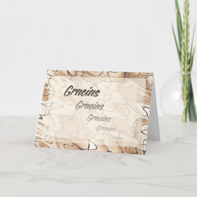 Repeated Thanks in Spanish Thank You Card (Front)