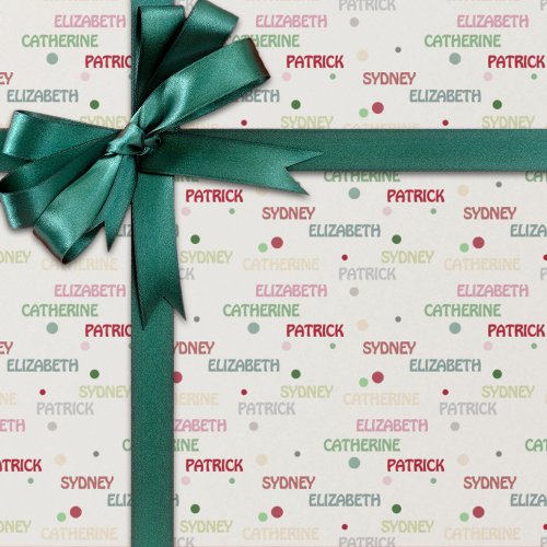 Repeating 3_4 Names Christmas Wrapping Paper