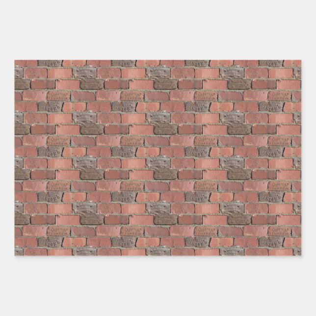 Repeating Antique Brick Pattern Wrapping Paper Sheets (Front)
