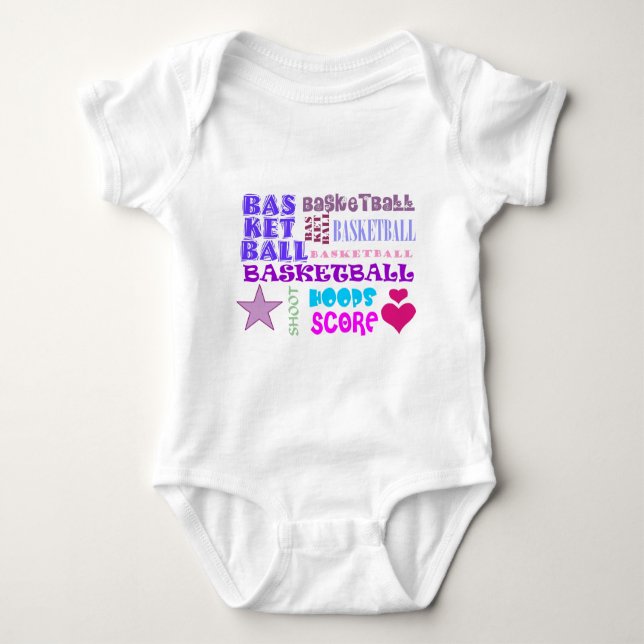 Repeating Basketball Baby Bodysuit (Front)