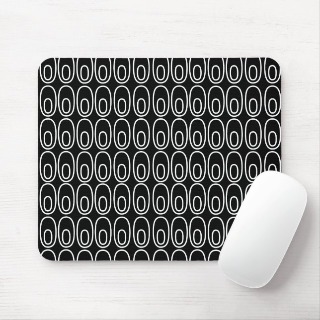 Repeating Black Ovals Mouse Pad (With Mouse)