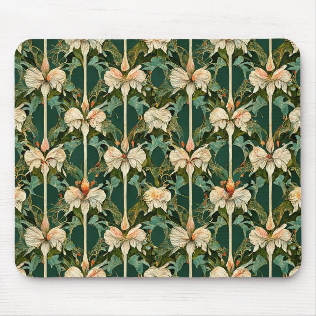 Repeating Botanical Patterns Mouse Pad (Front)