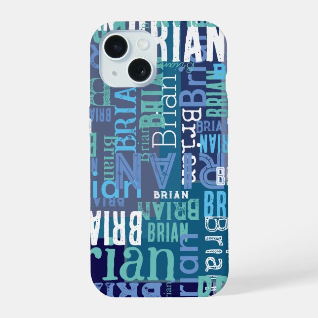 Repeating Brian (custom name) blue hues Iphone Case (Back)