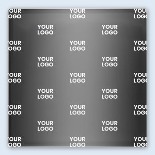 Repeating Business Logo   Black & Grey Gradient Glass Coaster