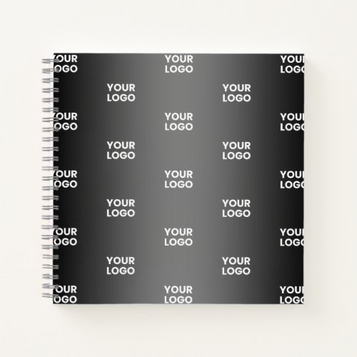 Repeating Business Logo  Black  Grey Gradient Notebook