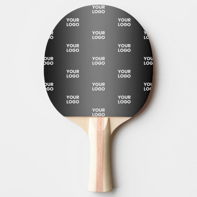 Repeating Business Logo | Black & Grey Gradient Ping Pong Paddle (Front)