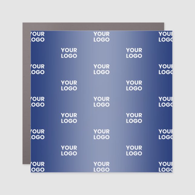 Repeating Business Logo | Navy Blue Gradient Car Magnet (Front)