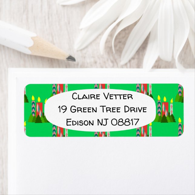 Repeating Christmas Candles  Label (Insitu)