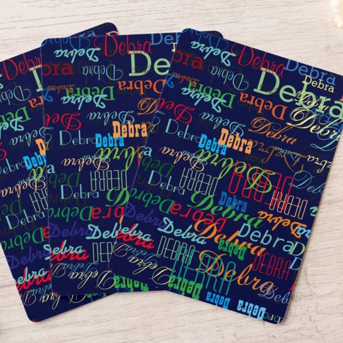 Repeating Color Names all over Dark Blue Canasta Cards