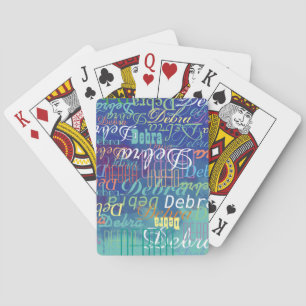 Repeating Color Names all over watercolor blue Poker Cards