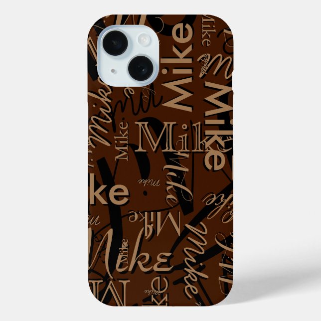 Repeating Custom Name Modern Brown Case-Mate iPhone Case (Back)