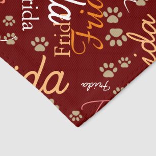 Repeating Cute Dog Name and Paw Prints Pet Bandana Collar
