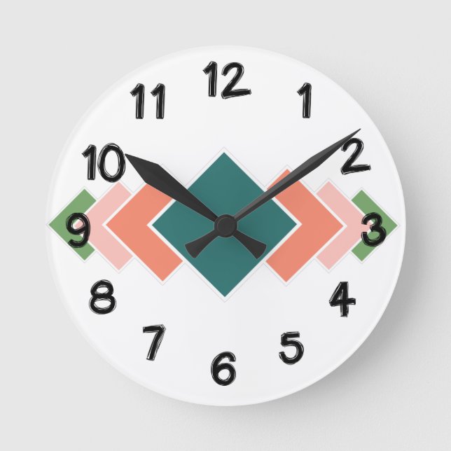 Repeating Diamonds Round Clock (Front)