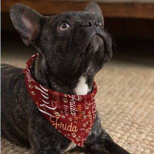 Repeating Dog Name and Paw Prints allover Bandana