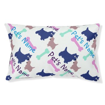 Repeating Dog's Name Bed With Dogs And Bones by ReneBui at Zazzle