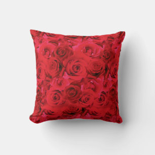 Repeating Floral Motif   Red Roses Pattern Throw Pillow