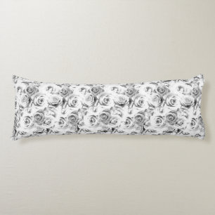 Repeating Floral Motif   White Roses Pattern Body Pillow