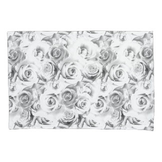 Repeating Floral Motif | White Roses Pattern Pillow Case