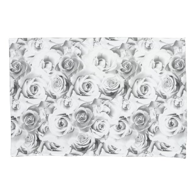 Repeating Floral Motif | White Roses Pattern Pillow Case (Front)